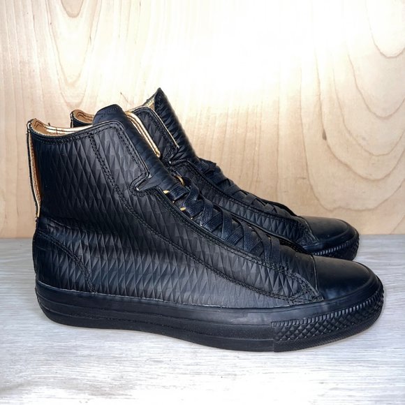 Converse Chuck Taylor CT All Star Alpha Hi Leather Black/Gold Women's 8.5 - Picture 3 of 10